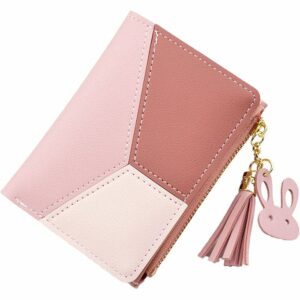 Pink PU Leather Short Zipper